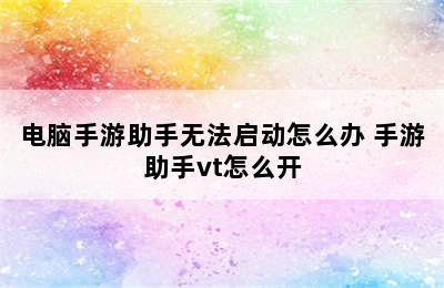 电脑手游助手无法启动怎么办 手游助手vt怎么开